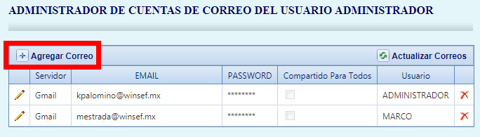agrega correo